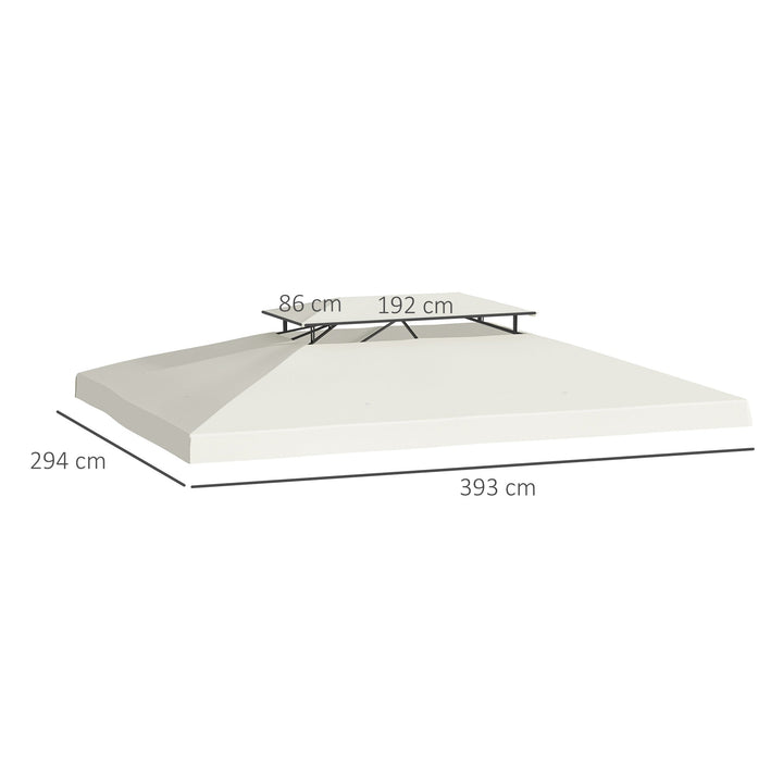 Teto de Substituição 4x3m para Pérgola de Jardim Cobertura de Substituição para Pérgola de 2 Níveis Respirável com 8 Orifícios de Drenagem para Pátio Exterior Bege