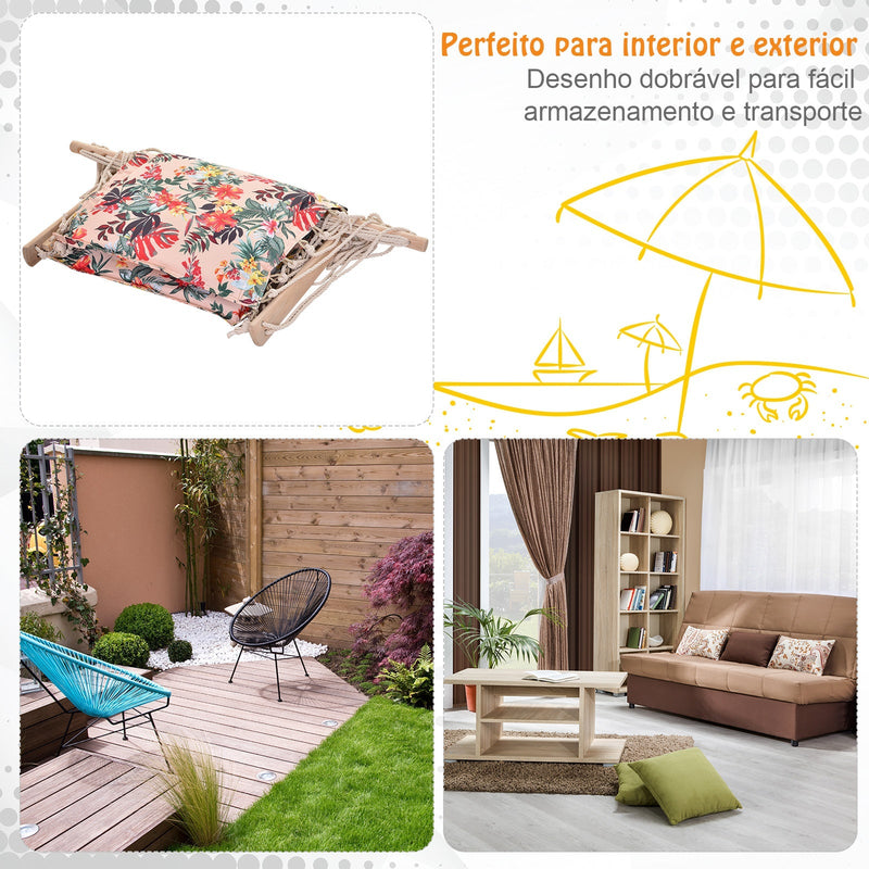 Cadeira suspensa Rede com estampa floral com almofada apoio de cabeça 100x106 cm máx. 105 kg