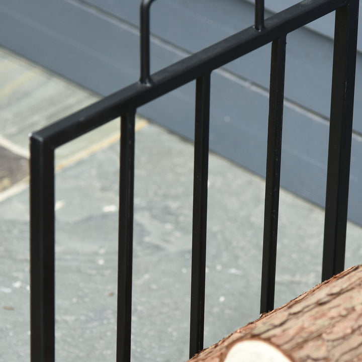 Prateleira de lenha para lareira tradicional Armazenamento de madeira com alças 44,5x33x46,5 cm Preto