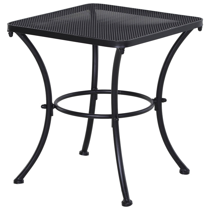 Mesa de Jardim Quadrada Mesa Auxiliar Exterior com Estrutura de Metal para Pátio Terraço Varanda Carga 30kg 45x45x50cm Preto