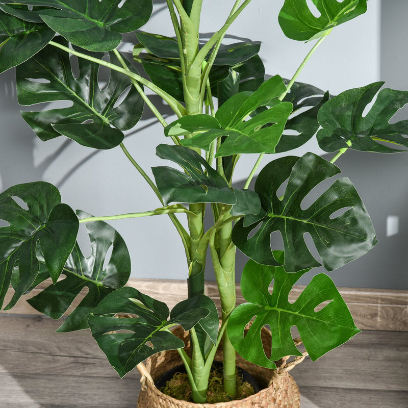 Monstera Planta Artificial com Vaso Árvore Tropical Sintética com 21 Folhas Ø16x100 cm Verde