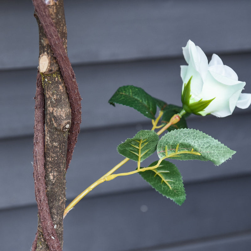 Planta artificial de 90 cm Rosa branca realista com 21 flores e 350 folhas Pote de cimento incluído para interior e exterior