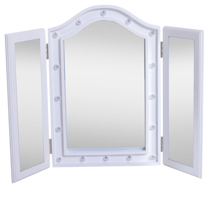 Espelho de Maquilhagem com Luz LED Dobrável Espelho Triplo de Mesa Presente Original para Mulher, 73x53,5x4,5cm