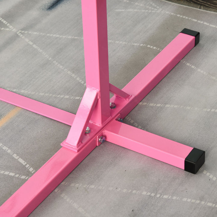 Barra de Ginástica para Crianças acima de 3 Anos Barra de Treino com Altura Ajustável 92-150 cm Barra Horizontal de Ginástica Carga 75 kg 197x121x150 cm Rosa