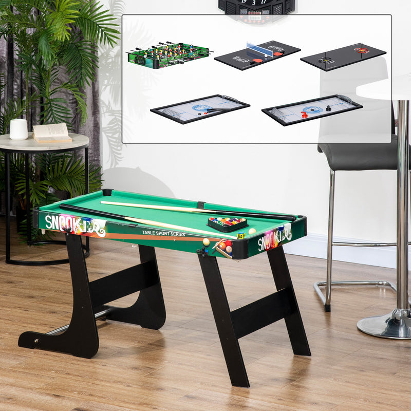 Mesa Multi Jogos para Crianças acima de 7 Anos Mesa de Jogos 6 em 1 Dobrável Bilhar Matraquilho Ping Pong Lançamento de Anéis Hóquei no Gelo e Air Hóquei 118x104x71cm Multicor