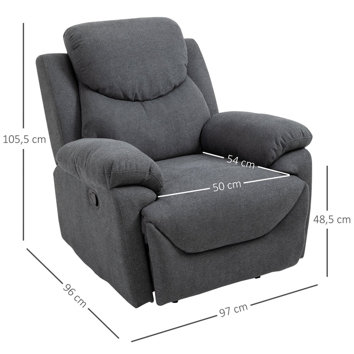 Cadeira Reclinável Ergonômica 150 ° Apoio para os pés Almofada Acolchoada 97x96x105,5 Cinza