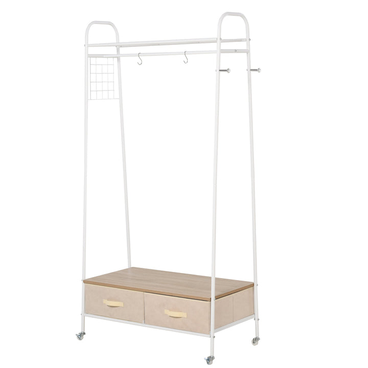 Cabide para Roupa com Varão Prateleiras, Gavetas para Organizar Roupa, Malas, Sapatos 99x47x185cm