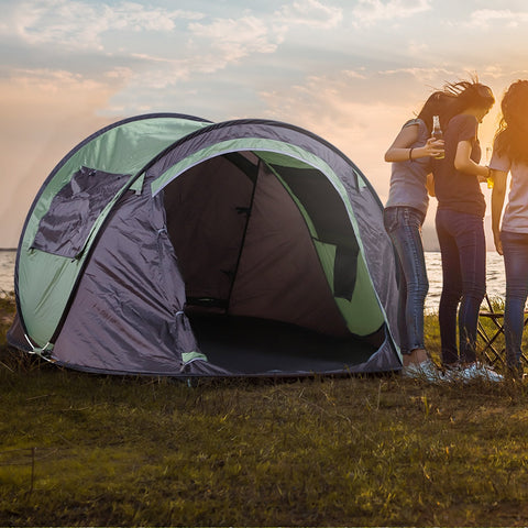 Tenda de campismo para 2 pessoas impermeavel leve com Bolsa Portátil Mosquiteiro 250x150x100cm Verde