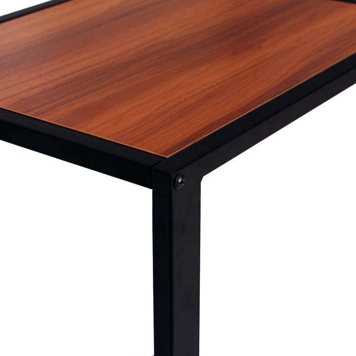 Mesa Lateral para sofá em estrutura de metal em forma de C para sala de estar e quarto 40,6x50,8x63,5 cm Cor de Noz