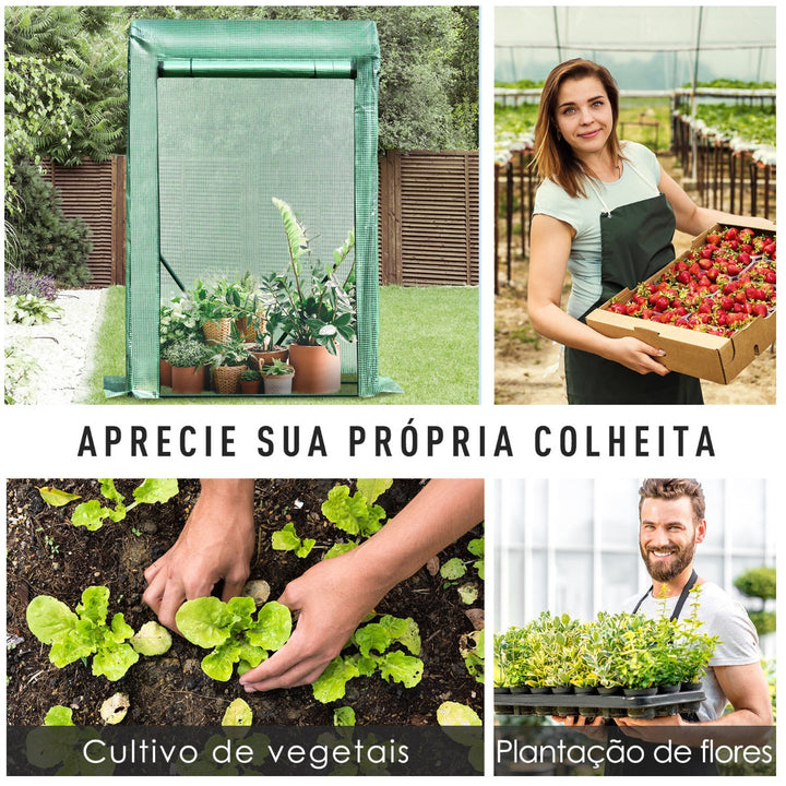 Estufa transparente para jardim ou terraço para cultivo de plantas e flores com porta zip 250x100x80cm PVC