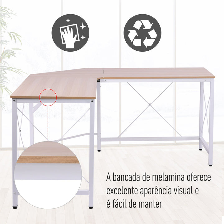 Mesa de computador PC Mesa de escritório formulário de tabela de canto L Armação de Aço 150x150x76cm