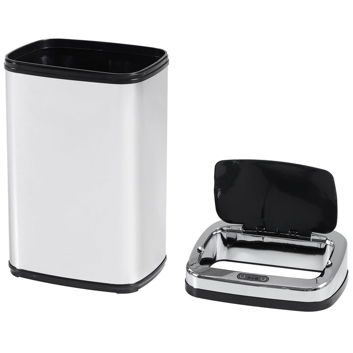 Caixote do lixo com Sensor de Movimento Automático- Cor: Prateado- Aço Inoxidável- 33 x 25 x 58 cm
