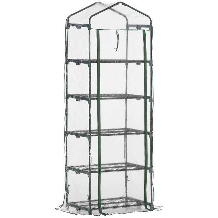 Estufa de Jardim Vertical 69x49x193cm com 5 Prateleiras Estufa para Plantas e Cultivos com Cobertura Transparente e Verde de PVC e Aço Preto