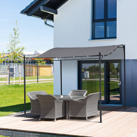 Pergola de jardim 3x3m com Toldo e 4 Furos de Drenagem Metal e Poliester 180 g / m² Resistente Cinza