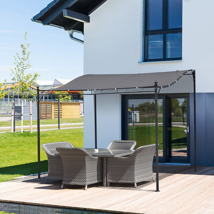 Pergola de jardim 3x3m com Toldo e 4 Furos de Drenagem Metal e Poliester 180 g / m² Resistente Cinza