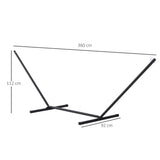 Suporte para Cama de Rede de Metal Estrutura para Cama de Rede Carga 120 kg para Jardim Varanda 360x92x112 cm Preto