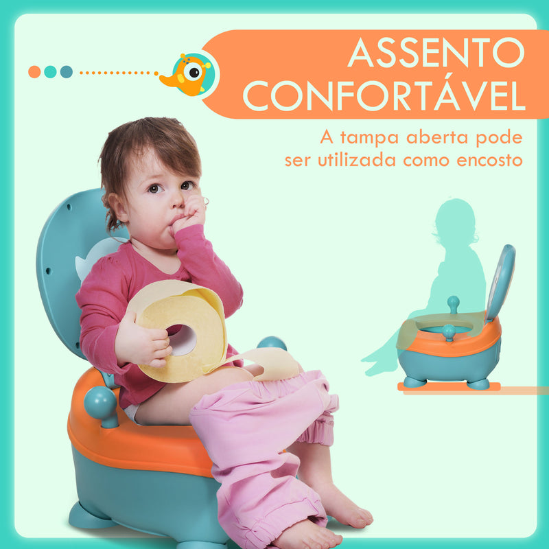 Bacio para Bebé de 6-36 Meses Portátil Bacio para Crianças em Forma de Alienígena com Tampa Estrutura Antiderrapante Bacio de Aprendizagem Carga 40 kg 35,6x35,7x22,2 cm Azul