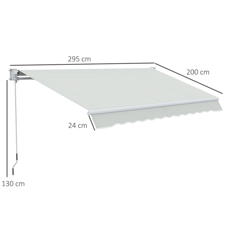 Toldo Manual Retrátil com Manivela 200x295 cm Toldo de Parede com Proteção Solar UV50+ e Estrutura de Alumínio para Jardim Varanda Exterior Creme