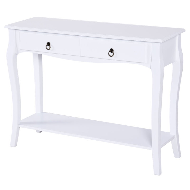 Mesa Consola tipo Aparador Móvel de Entrada com Gavetas e Estante 100x33x76cm Branco