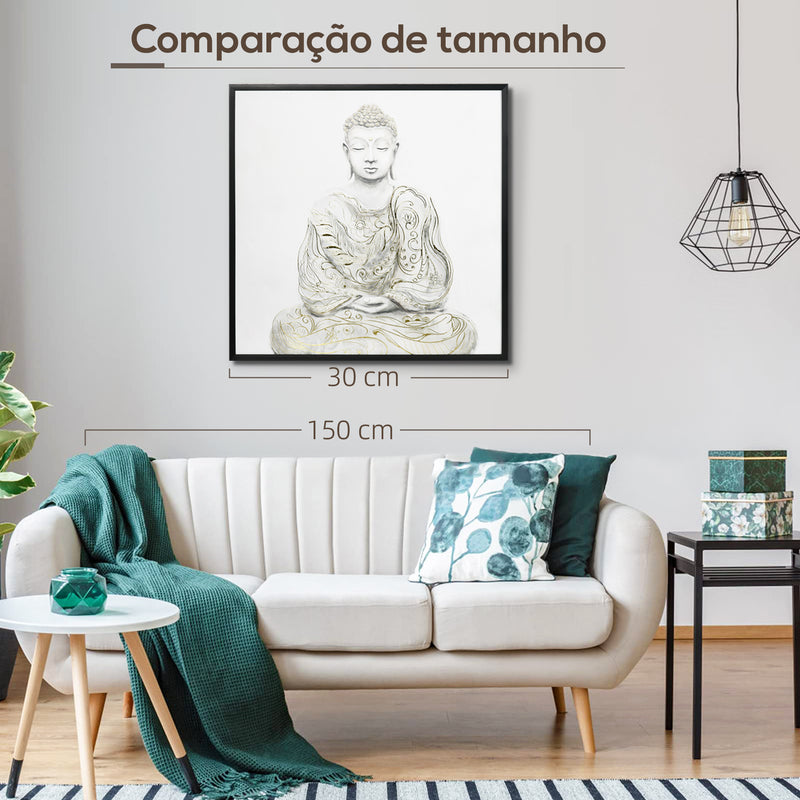 Pintura em Lona de Buda 83x83cm com Textura Dourada Impressão Artistica Quadro de Parede para Decoração em Dormitório Sala de Estar Cozinha Multicor