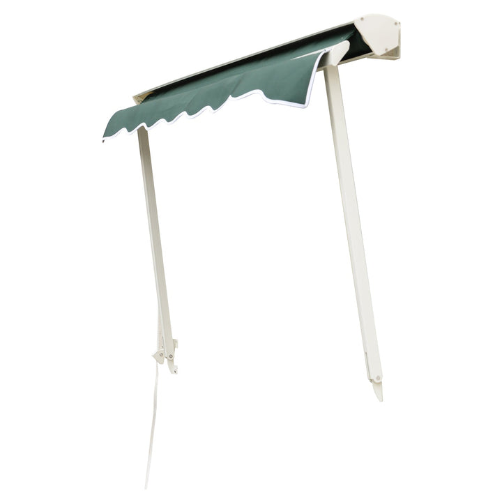 Toldo da janela de Toldo Manual Alumínio Retrátil para exterior toldo do balcão tela impermeável do poliéster do ângulo ajustável 180x70Cm verde