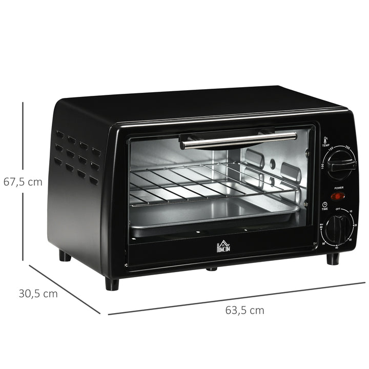 Mini Forno de Convecção 10 Litros 750W com Temperatura até 230 °C Temporizador 60 Minutos Bandeja e Grade 36,5x26x22cm Preto