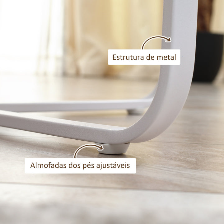 Conjunto de 2 Mesas de Centro Ø65x32cm e Ø45x26cm Mesas de Sala de Estar Redondas com Bancada de Madeira e Pés de Metal para Dormitório Madeira e Branco