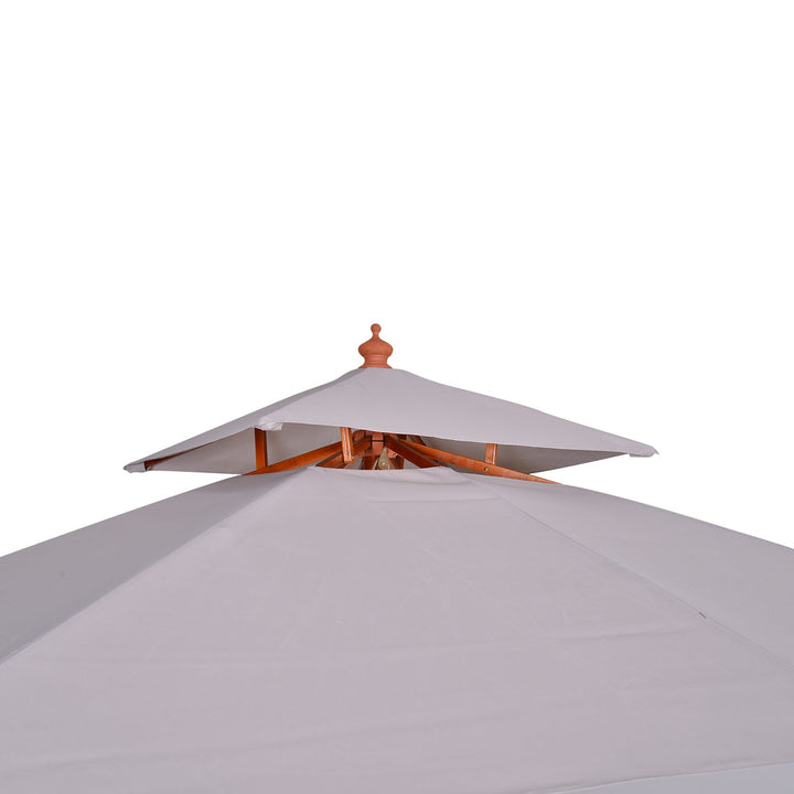 Grande Guarda-sol de jardim com design de dois níveis poliéster 300x300x297 cm - Cinza Claro