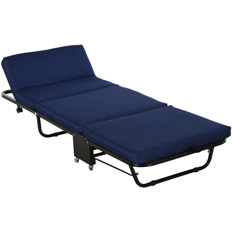 Cama dobrável portátil Cabeceira Ajustável em 5 Níveis de Ângulo Carga máxima 120 kg 184x65x26cm Azul