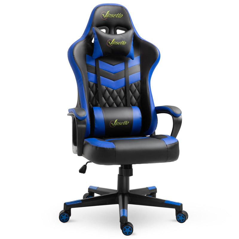 Cadeira ergonômica gaming de escritório Altura ajustável basculante com apoio de cabeça giratorio 61x70x121-129 azul