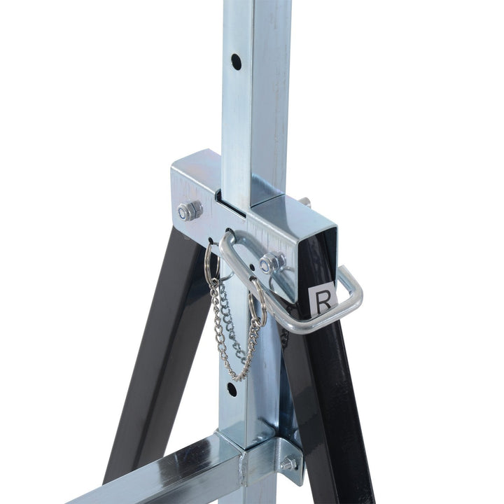 Conjunto de 2 Andaimes Cavalete telescópico Altura Ajustável Dobrável Metálico Quadrado Estável Carga 200kg Aço 68x58x80-130 cm Preto