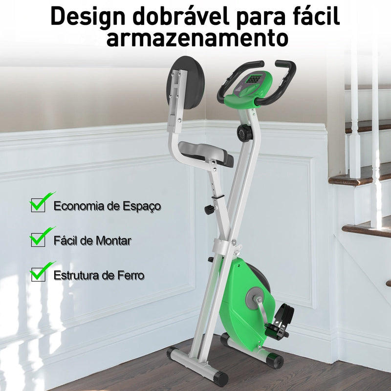 Bicicleta estática para exercícios profissionais Altura ajustável 43x97x109 cm Verde