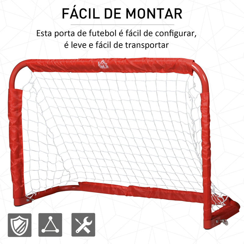 Conjunto de 2 balizas de futebol dobráveis ??com rede Tetrolon 90x36x 60cm vermelho