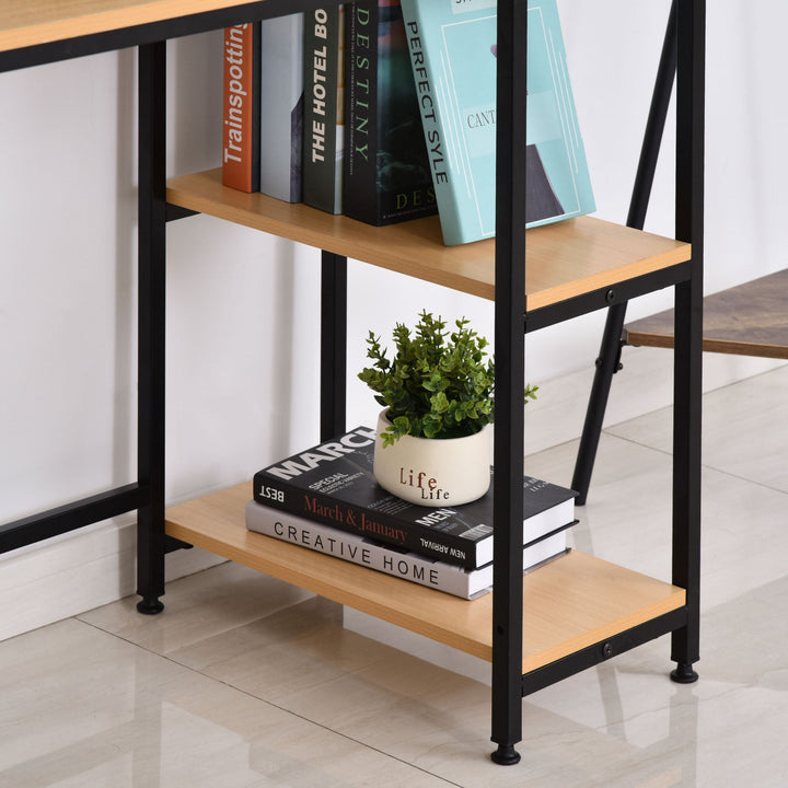 Mesa para Computador com 2 Prateleiras Pés Ajustáveis ??106x50x76 cm Cor Madeira