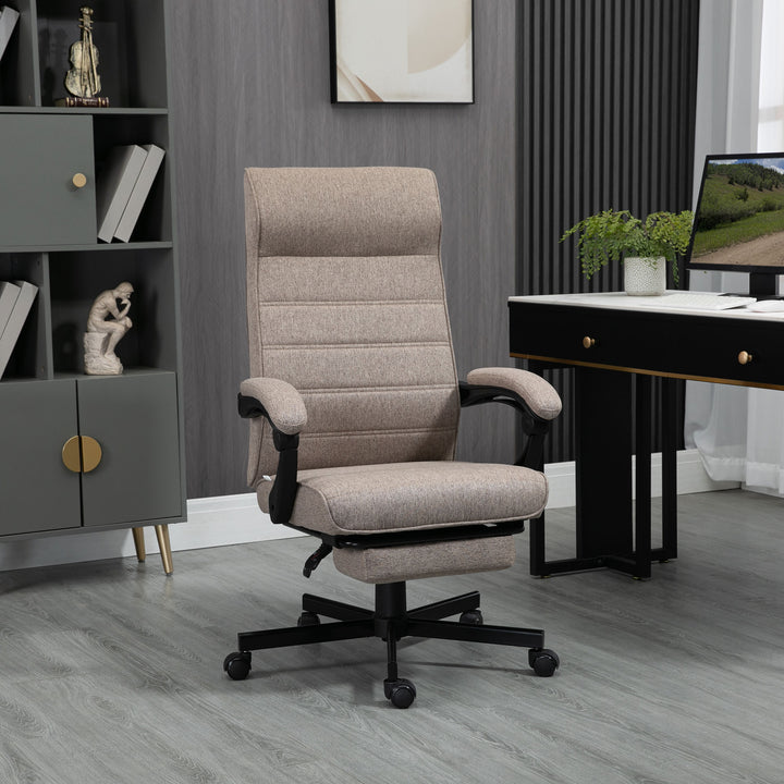 Cadeira de Escritório Giratória Cadeira de Escritório Reclinável com Altura Ajustável Apoio para os Braços Apoio para os Pés Retrátil para Sala de Estar Escritório Estúdio Carga 20kg 68x67x106-114cm Marrom