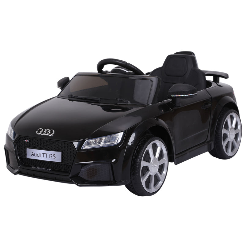 Audi TT elétrico infantil para crianças acima de 3 anos com controle remoto música luzes bateria 6V carga 30 kg 103x63x44cm Preto