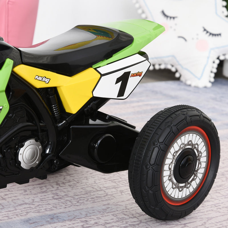 Moto infantil para crianças acima de 18 meses com 3 rodas Música e farol 71x40x51 cm Verde