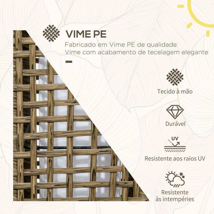 Candeeiro de Jardim de Vime Sintético Candeeiro Solar de Exterior com Luzes LED Ligar/Desligar Automático para Varanda Pátio 15,5x15,5x69cm Marrom Areia