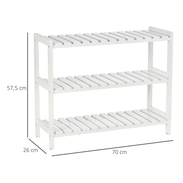 Sapateira de Madeira Estante para Sapatos de 3 Níveis para até 9 Pares de Sapatos para Entrada Corredor Dormitório 70x26x57,5cm Branco