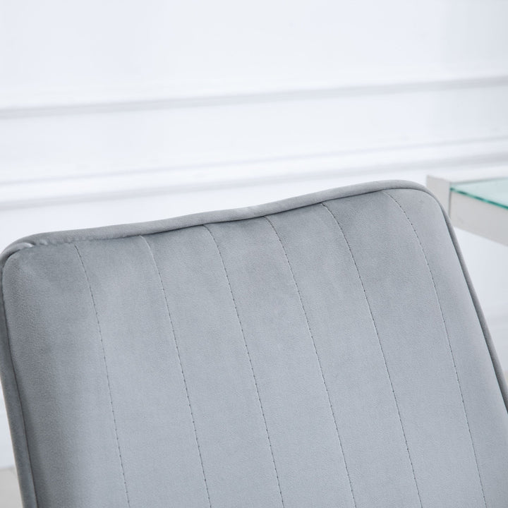 Cadeira de Escritório Giratória Cadeira de Escritório Ergonómica com Altura Ajustável Encosto Estofado em Pelúcia Suave e Rodas Carga 120kg 52,5x60x82-91cm Cinza