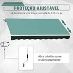 Toldo de Alumínio Manual Dobrável 395x245 cm com Manivela para Varanda Pátio Jardim e Terraço Tecido de Poliéster 280g m² - Verde Escuro