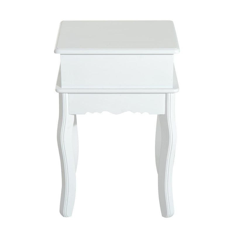 Mesa de Cabeceira Branca com 1 Gaveta para sala de estar e quarto MDF e Madeira 40 x 35 x 60 cm