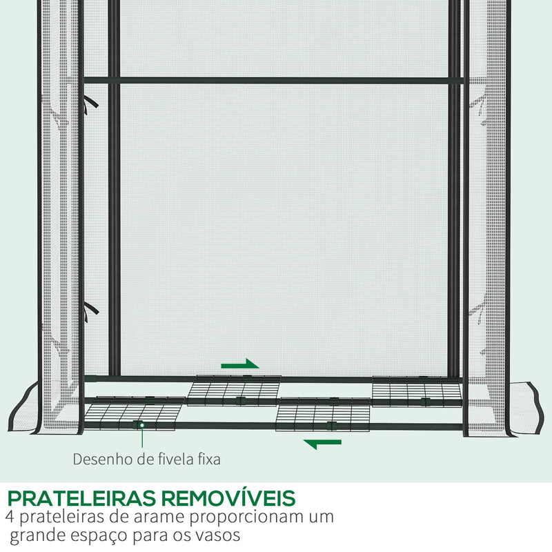 Estufa de Jardim Estufa com Porta Enrolável 8 Orifícios de Ventilação e Estrutura de Metal para Cultivo de Plantas 100x80x150cm Branco