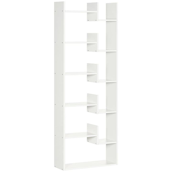 Estante para Livros de 6 Níveis Estante de Madeira com 11 Compartimentos Abertos para Sala de Estar Escritório Estúdio Anti-Tombamento Carga Máxima 100kg 61x21,6x162,6cm Branco