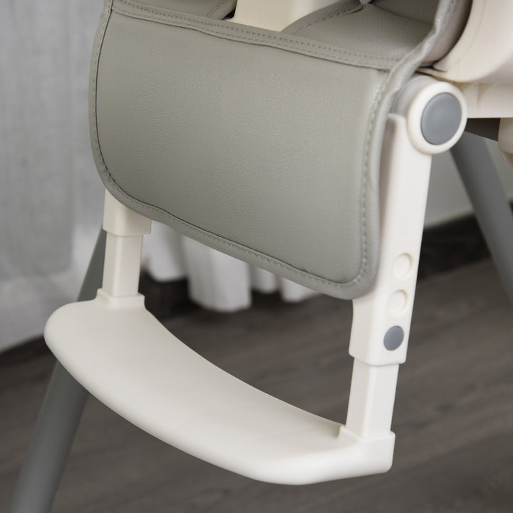 Cadeira de refeição ajustável e dobrável para bebê acima de 6 meses com bandeja dupla 55x80x104 cm Cinza