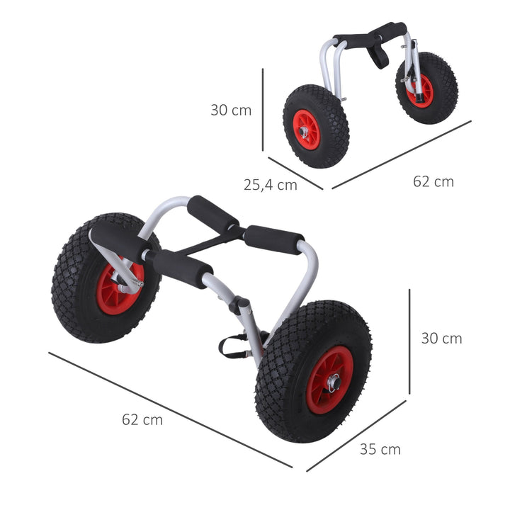 Reboque de trasporte dobrável com rodas para Caiaque canoa Carga 60kg 60x30x37cm