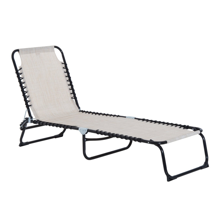 Espreguiçadeira dobrável Espreguiçadeira de praia ajustável com encosto ajustável Fácil de transportar para Praia Piscina 197x58x76cm cor Creme Branco
