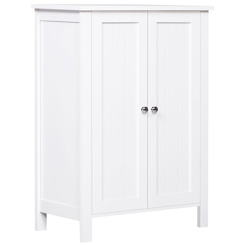 Armário Casa de Banho com 2 Portas e 2 Prateleiras Internas Ajustáveis Móvel Auxiliar de Armazenamento para Sala de Estar Cozinha 60x30x80cm Branco