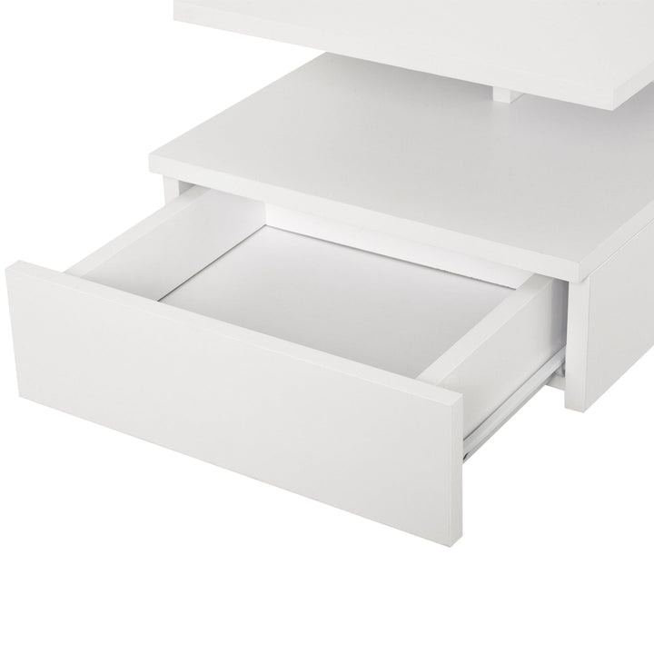 Conjunto de 2 mesas de cabeceira flutuantes com 1 gaveta e prateleira aberta montado na parede de madeira 35x32x22,5 cm Branco