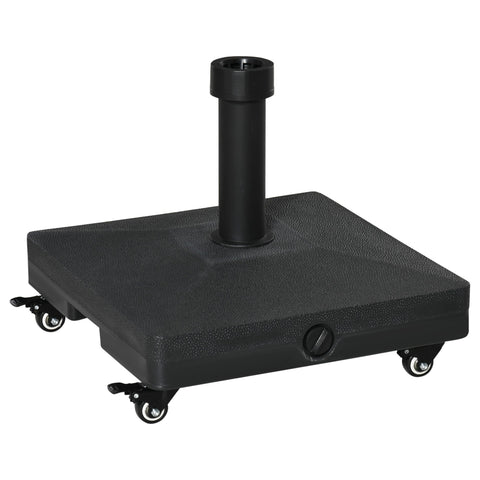 Base para Chapéu de Sol Portátil Base para Chapéu de sol Recarregável com Rodas para Mastros de F3,8cm e F 4,8cm Preto
